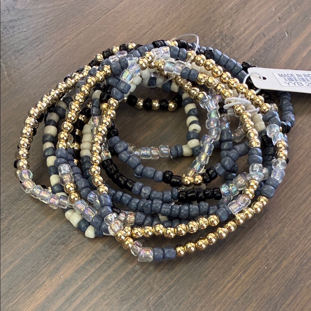 Elegant Beaded Bracelet blue hues Set